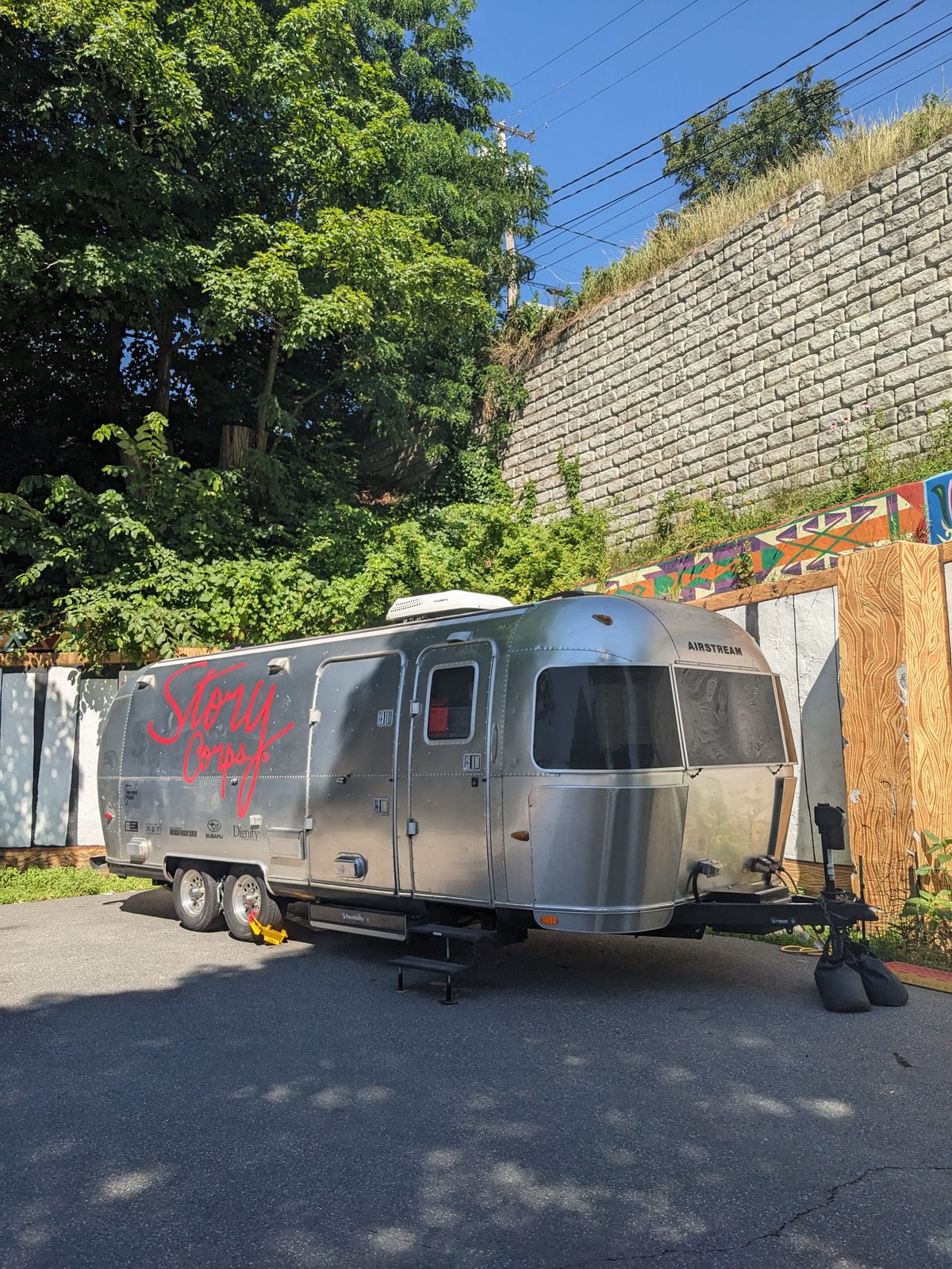 StoryCorps MobileBooth parked in downtown Brattleboro, Vermont
